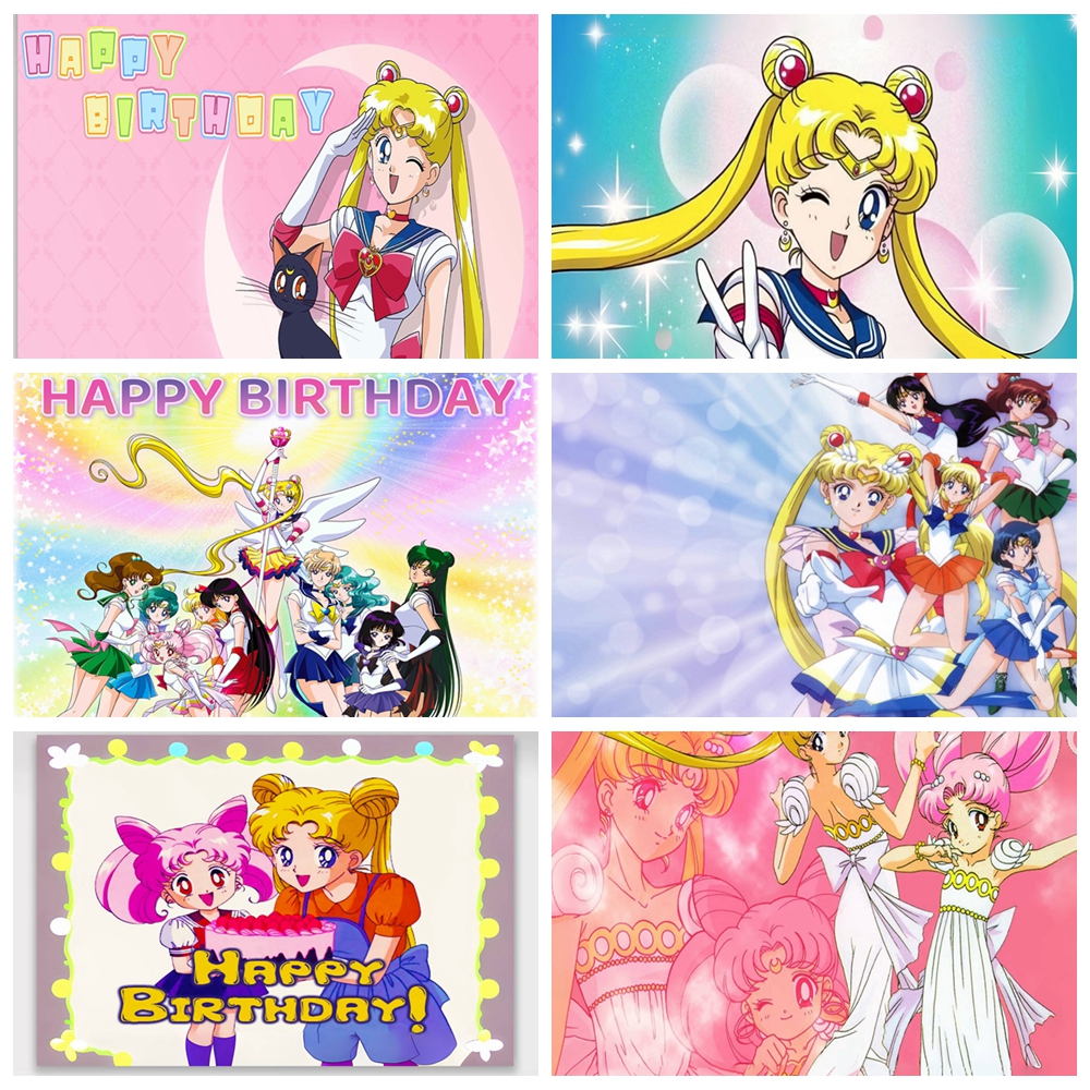 Sailor Moon Wand - S-Sailored-Moon Birthday Backdrop Pink Glitter Photo