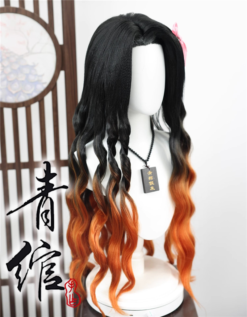 Styled Kamado Nezuko Cos Wigs  - Anime Cosplay Nezuko 评论和价格