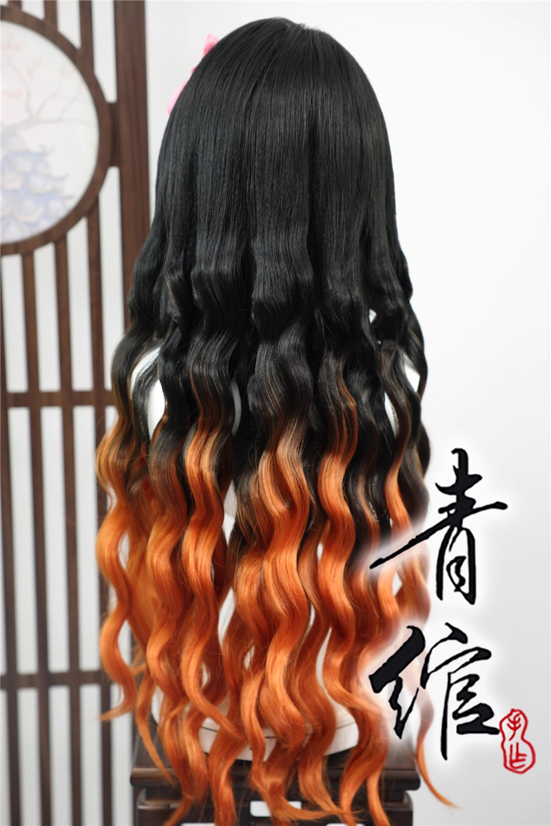 Styled Kamado Nezuko Cos Wigs  - Anime Cosplay Nezuko 评论和价格